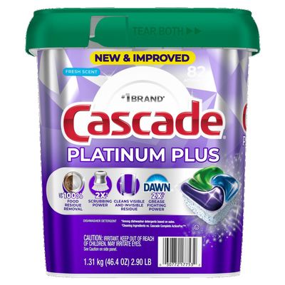 Cascade Platinum Plus Dishwasher Detergent, Fresh Scent, 82 Pacs with 24 bonus - 106 Pacs