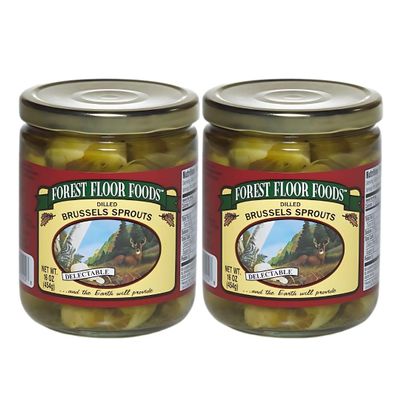 Forest Floor Foods Dilled Brussels Sprouts, Crunchy Pickled Vegetables, Dill-flavored Sprouts, Sulfite-Free, Resealable Pack of 2, 16 Ounce