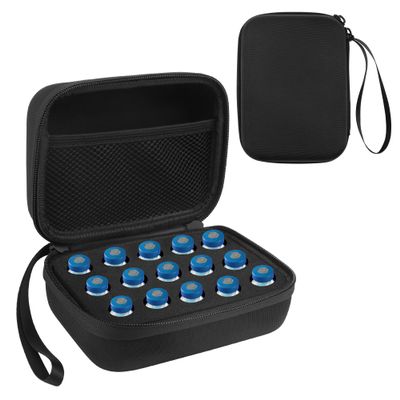 Anglekai 15 Slot Insulin Vial Protector Holder, Insulin Fridge Holder Bottle Storage Case for 10 ml Vial Organizer Box with Zipper
