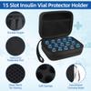 Anglekai 15 Slot Insulin Vial Protector Holder, Insulin Fridge Holder Bottle Storage Case for 10 ml Vial Organizer Box with Zipper view 3