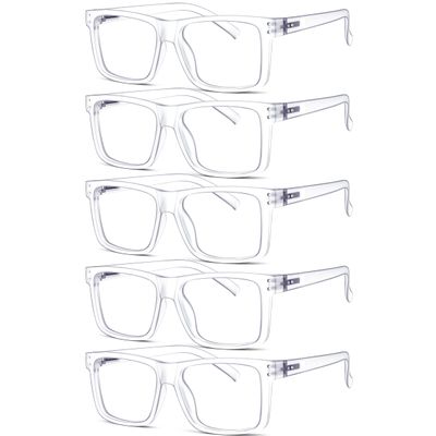 Eyekepper 5-pack Oversized Reading Glasses Square Large Frame Readers for Men and Women - Clear +0.50
