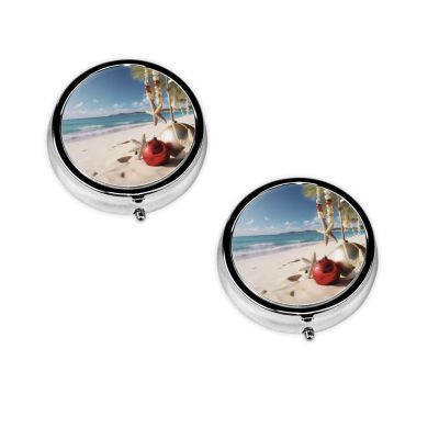 Christmas Beach Mini Portable Medicine Box 3 Packing Travel Portable Medicine Box