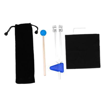 Toddmomy 1set Aluminum Alloy Chakra Tuning Fork Meditation Healing Resonance Tuning Forks Therapy Drumstick Cloth Bag Wrench Cloth Block Random Color