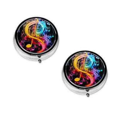 Colorful Music Notes Mini Portable Medicine Box 3 Packing Travel Portable Medicine Box