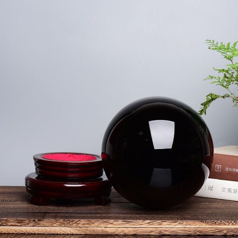 NIBHZ Obsidian Crystal Ball Ornaments Black Obsidian Ball Black Stone Office Living Room Gift Ornaments,Black,130mm