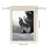 LLUTSNTH Muslin Bags Drawstring Bag Jewelry Pouch Howling Wolf Drawstring Pouch Gift Pouches Reusable Sachet Bag Cloth Bags for Party Wedding Home Storage Natural Color 8pcs view 2