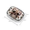 Pill Case with Mirror Retro 2 Compartment Pill Box Skull on White Background Small Pill Organizer for Purse or Pocket Decorative Metal Medicine Vitamin Organizer Unique Gifts view 2