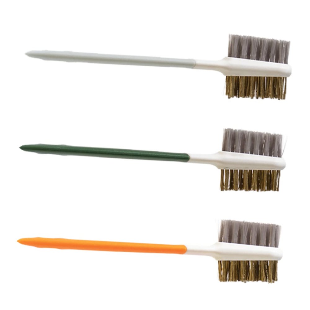 IWOWHERO 3pcs Double-Headed Kitchen Cleaning Tool Durable Gas Stove and Range Hood Brush for Effortless Cleaning Green Orange White