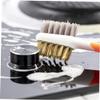 IWOWHERO 3pcs Double-Headed Kitchen Cleaning Tool Durable Gas Stove and Range Hood Brush for Effortless Cleaning Green Orange White view 4