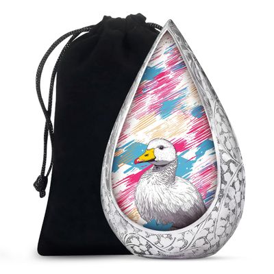 Remembrate Duck Cremation Urns for Adult Male - Large White Memorial Urns for Human Ashes Adult Female - Burial Urn for Mom & Dad - Straight Drop Funeral Urn for Ashes for Women - 10 Inch