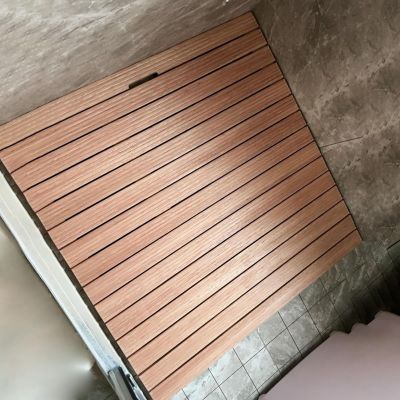 Wooden Bath Floor Mat Raised, Large Slated Platform for Luxury Shower Non Slip Bathroom, 30 32 34 36 Inch Outdoor Shower Floor For Elderly/ Spa, Heavy Duty Entryway Mat(25x40in(63.5x101.6cm))