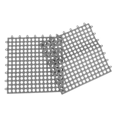 OKUMEYR 2pcs Anti-Slip Bath Mat Interlocking Splicing Floor Tiles for Bathroom Shower and Kitchen Deep Gray Design with Drain for Safety