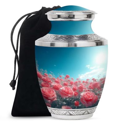 Yatskia Pink Rose Urns for Human Ashes Adult Female & Male, Cremation Urns for Human Ashes, (Tasty Large, 10 Inch)