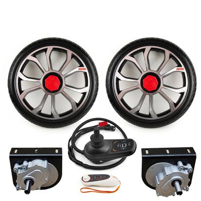 16 Inch Solid tire Power Wheel Chair 250W-350W Wheelchair Motor Conversion Kit (with Remote, 250W-120RPM7kph)