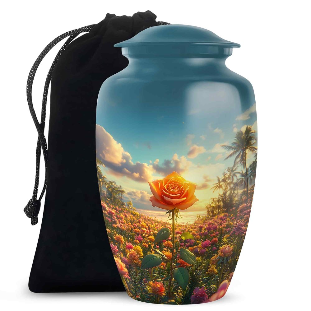 Yatskia Yellow Rose Urns for Human Ashes Adult Mom and Dad, Cremation Urn for Human Ashes, (Classic Large, 10 Inch)