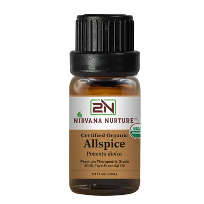 Nirvana Nurture Allspice Essential Oil, USDA Certified Organic, 100% Pure Undiluted, Aromatherapy Oil for Diffuser, Hair & Skin Care