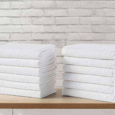 CLOROX Ribbed Bar Mops - 100% Cotton Quick Dry Extra Large Dishcloths - Absorbent Multipurpose Cleaning Cloths for Restaurants, Kitchen, Bathroom, Hotel - 16" x 19" - White 3 Pack