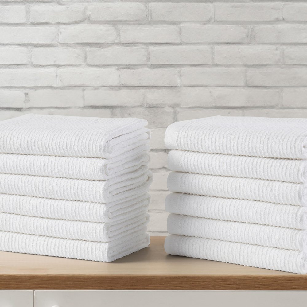 CLOROX Ribbed Bar Mops - 100% Cotton Quick Dry Extra Large Dishcloths - Absorbent Multipurpose Cleaning Cloths for Restaurants, Kitchen, Bathroom, Hotel - 16" x 19" - White 3 Pack