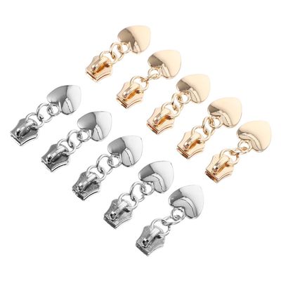 MINAOLULUS 10pcs Metal Heart Shaped Zipper Pulls for Luggage Fashion Bag Zipper Supplies