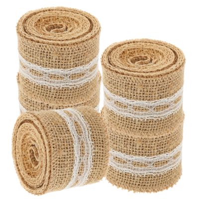 OSALADI 5rolls Jute Lace Ribbon for Crafts Wrapping and Party Decorations for Christmas Weddings and Seasonal Celebrations