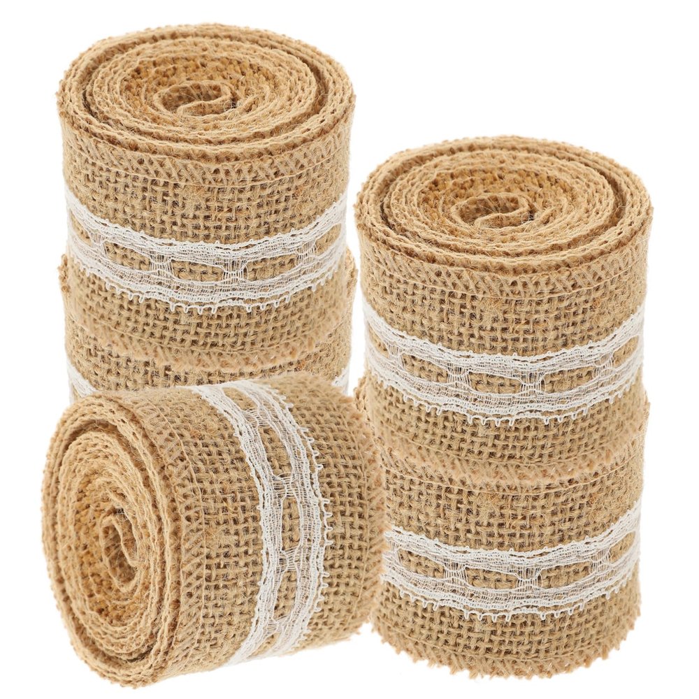 OSALADI 5rolls Jute Lace Ribbon for Crafts Wrapping and Party Decorations for Christmas Weddings and Seasonal Celebrations