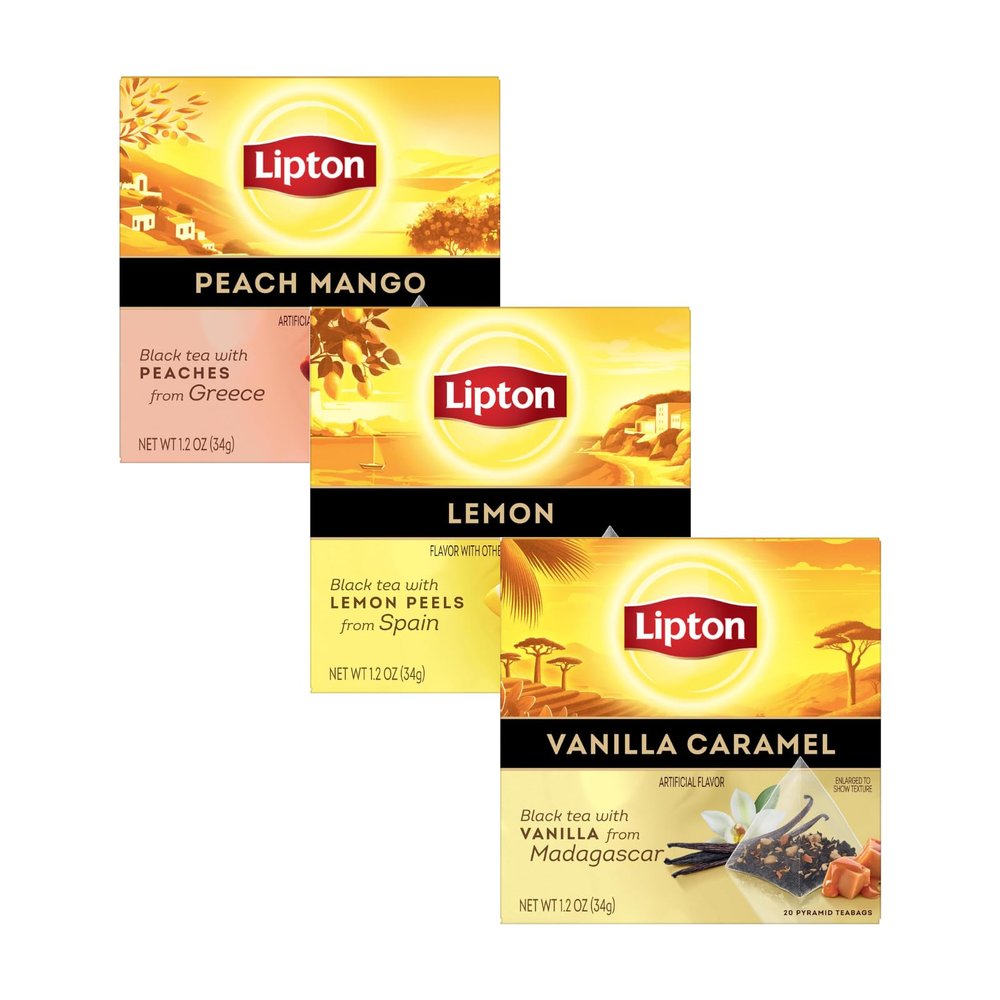Lipton Peach Mango, Vanilla Caramel, & Lemon Black Tea 20 CT (1ea) (Variety Pack)