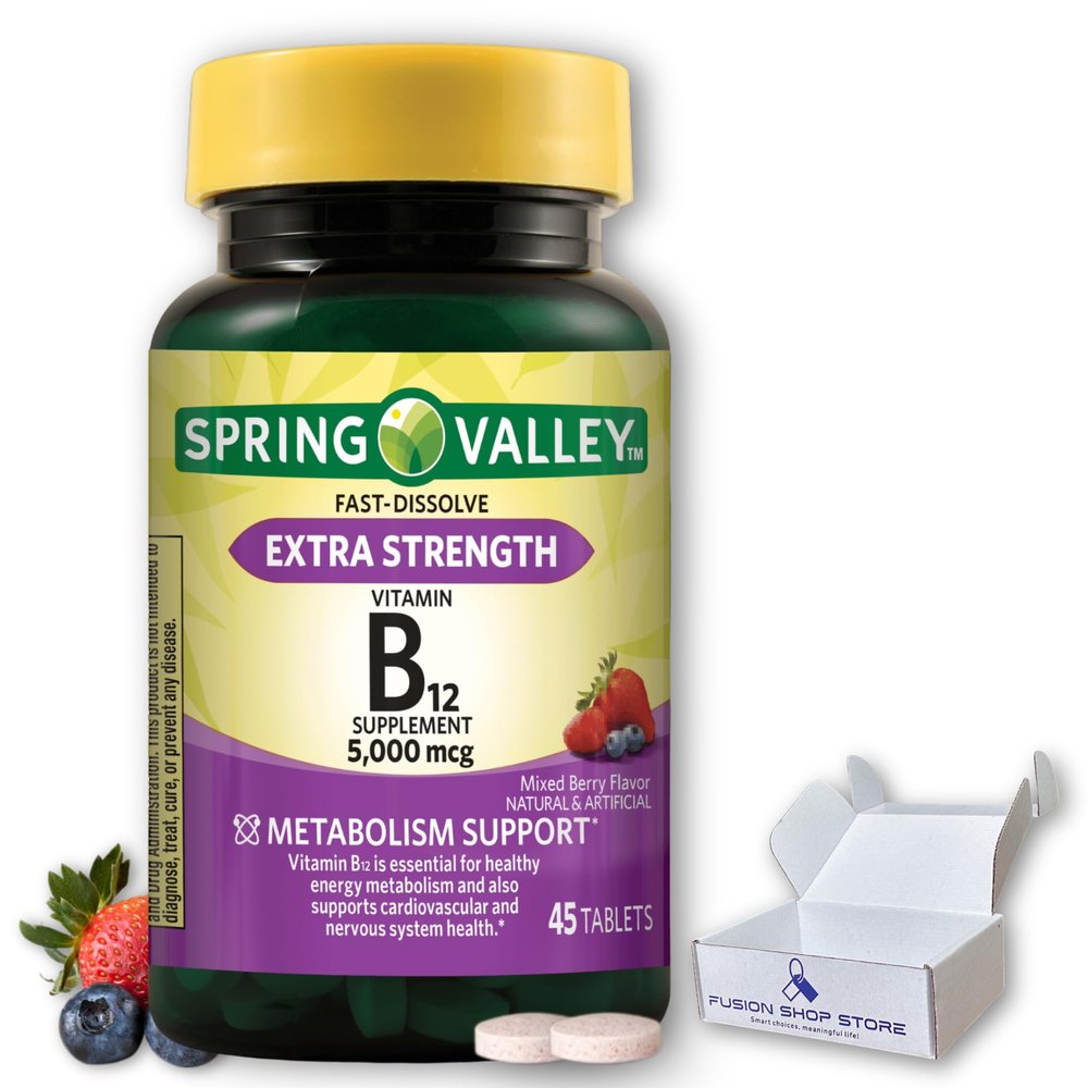 B12 5000mcg- Extra Strength Fast Dissolve Mixed Berry 45 Tablets (Pack of 1), Boxed by Fusion Shop Store