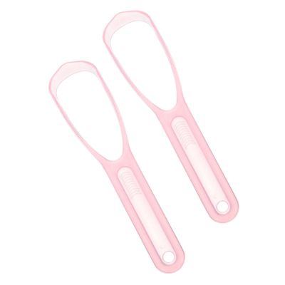 Anneome Tongue Cleaners for Bad Breath 2pcs Tongue Scraper Brush Easy to Use Random Color