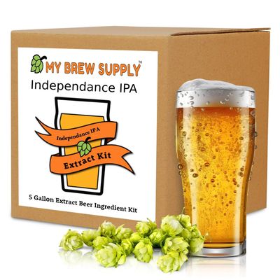 My Brew Supply Independence American IPA Beer Extract Kit | Golden Light Dry Malt Extract | Chinook Pellet Hops & Columbus Pellet Hops | American Ale Yeast | Corn Sugar | Priming Sugar | Bottle Caps | 5 Gallon Yield