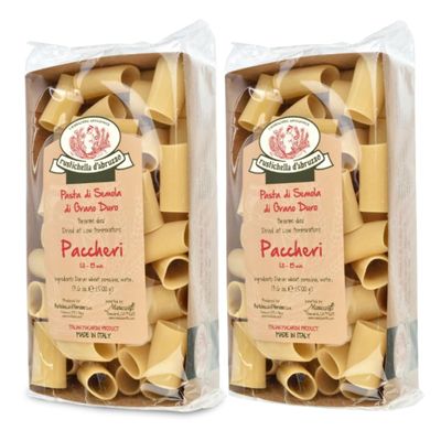 Rustichella d'Abruzzo Paccheri Pasta (2 Pack) - 500g Classic Durum Wheat Large Tube Pasta - Perfect for Hearty Sauces - Cooks in 13-15 Minutes - Authentic Italian Flavor