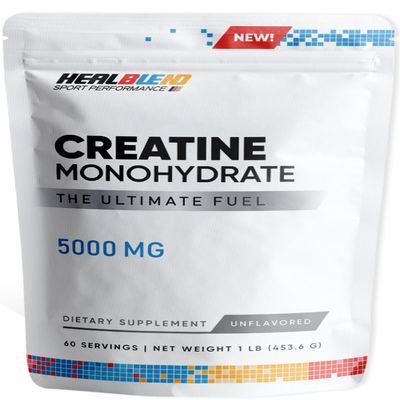 healblend Creatine Monohydrate Powder 5000mg - Unflavored Micronized Creatine for Muscle Gain, Improve Performance & Pre-Workout Recovery - 60 Servings