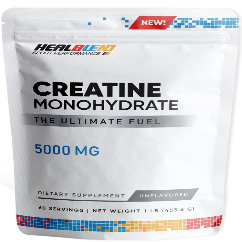 healblend Creatine Monohydrate Powder 5000mg - Unflavored Micronized Creatine for Muscle Gain, Improve Performance & Pre-Workout Recovery - 60 Servings
