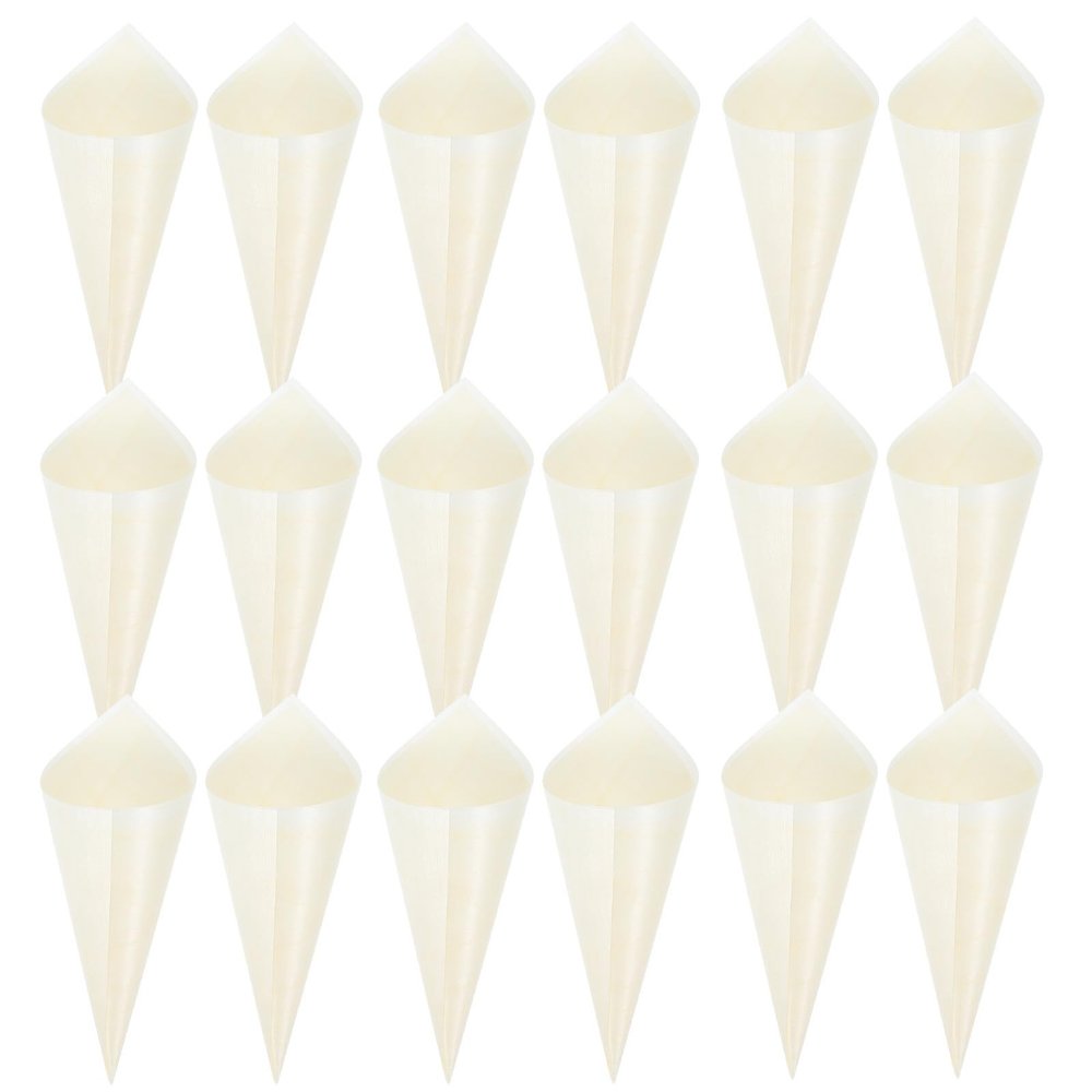 Cabilock 100pcs Wooden Egg Roll Container Realistic Rolled Party Cone for Small Charcuterie Cones Ice Cream Large Dessert Shaped and Kids from Ice Cone Cups Cone Holders for Party