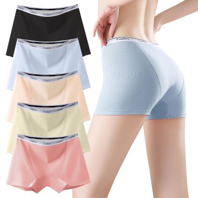ZJHTK Incontinence Underwear for Women, Reusable Cotton Boxer Briefs, Plus Size Overnight Ladies Shorts, 5Pcs,Multi Colored,3XL