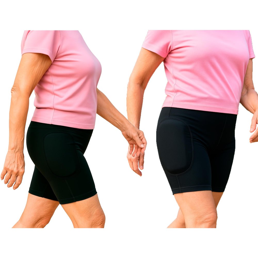 Osteo Active Hip Protector Set by Delloch, Fall Protection for Active Older People - Cotton Briefs - Removable Shields EN1621-1 great Impact Protection, Breathable, Female (1, Single Pack + 1 shield, Black, X-Small)