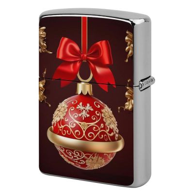 Christmas Ball Golden Bell Lighter Case, Personalized Metal Lighter Sleeve, Double-Sided Lighters Cover for Standard Lighters, Stylish & Unique Idea