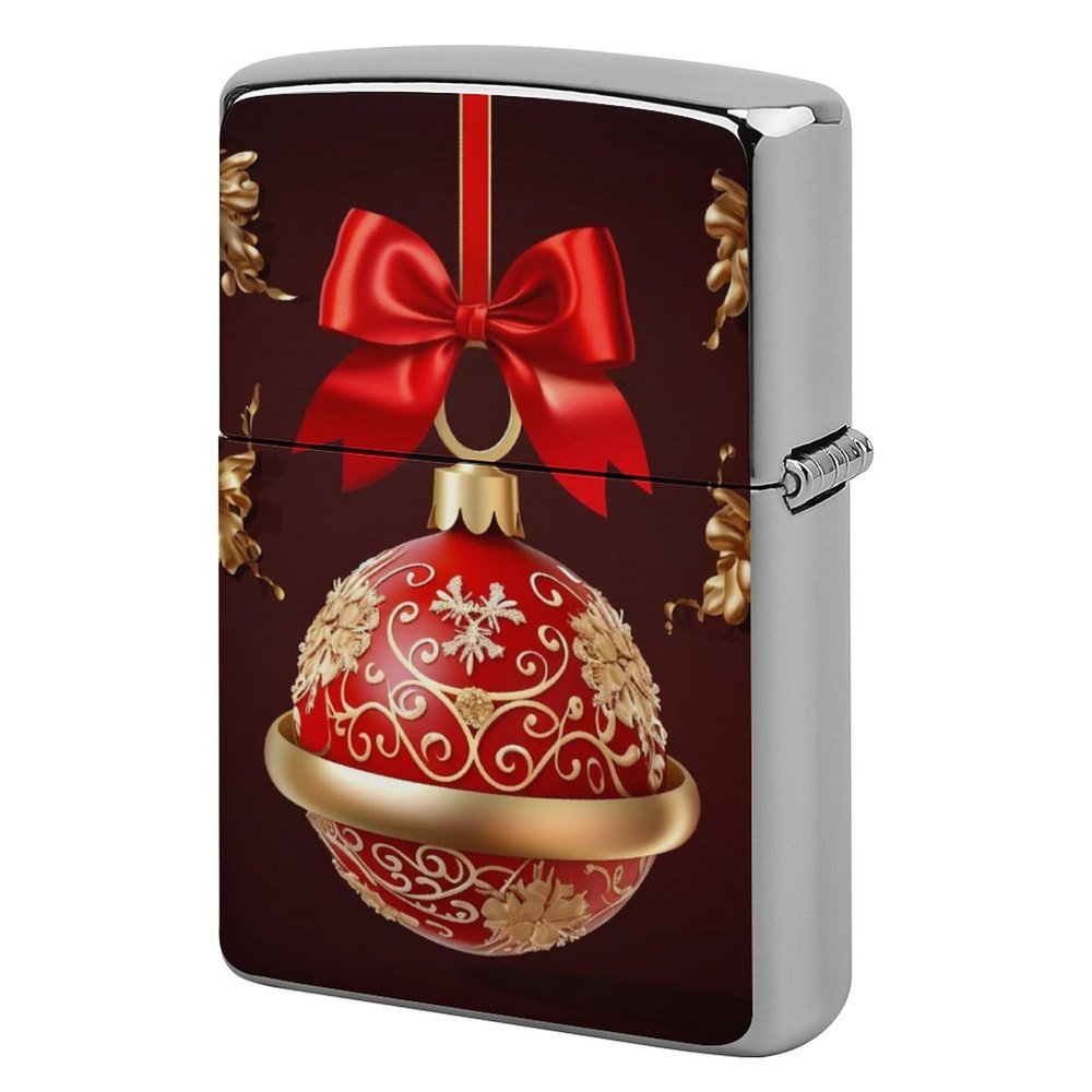 Christmas Ball Golden Bell Lighter Case, Personalized Metal Lighter Sleeve, Double-Sided Lighters Cover for Standard Lighters, Stylish & Unique Idea