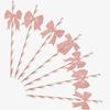 24Pcs Bow Bridal Shower Disposable Straw - Bow Birthday Paper Straws - Bowknot Party Decoration Rose Gold Glitter view 2