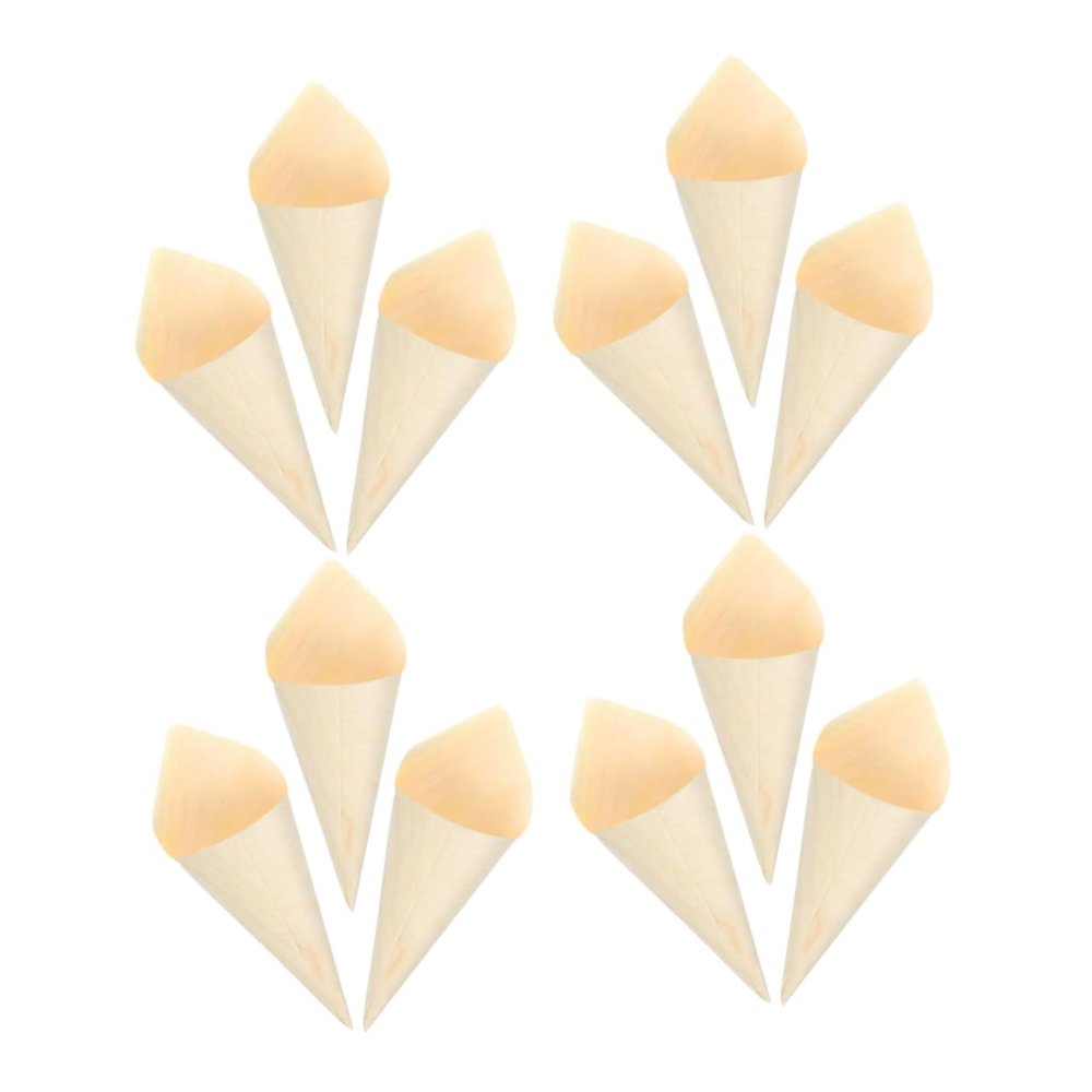 Alipis Elegant Disposable Wood Cones 50 Pack for Mini Ice Cream Sushi Rolls Appetizers Catering Family Gatherings
