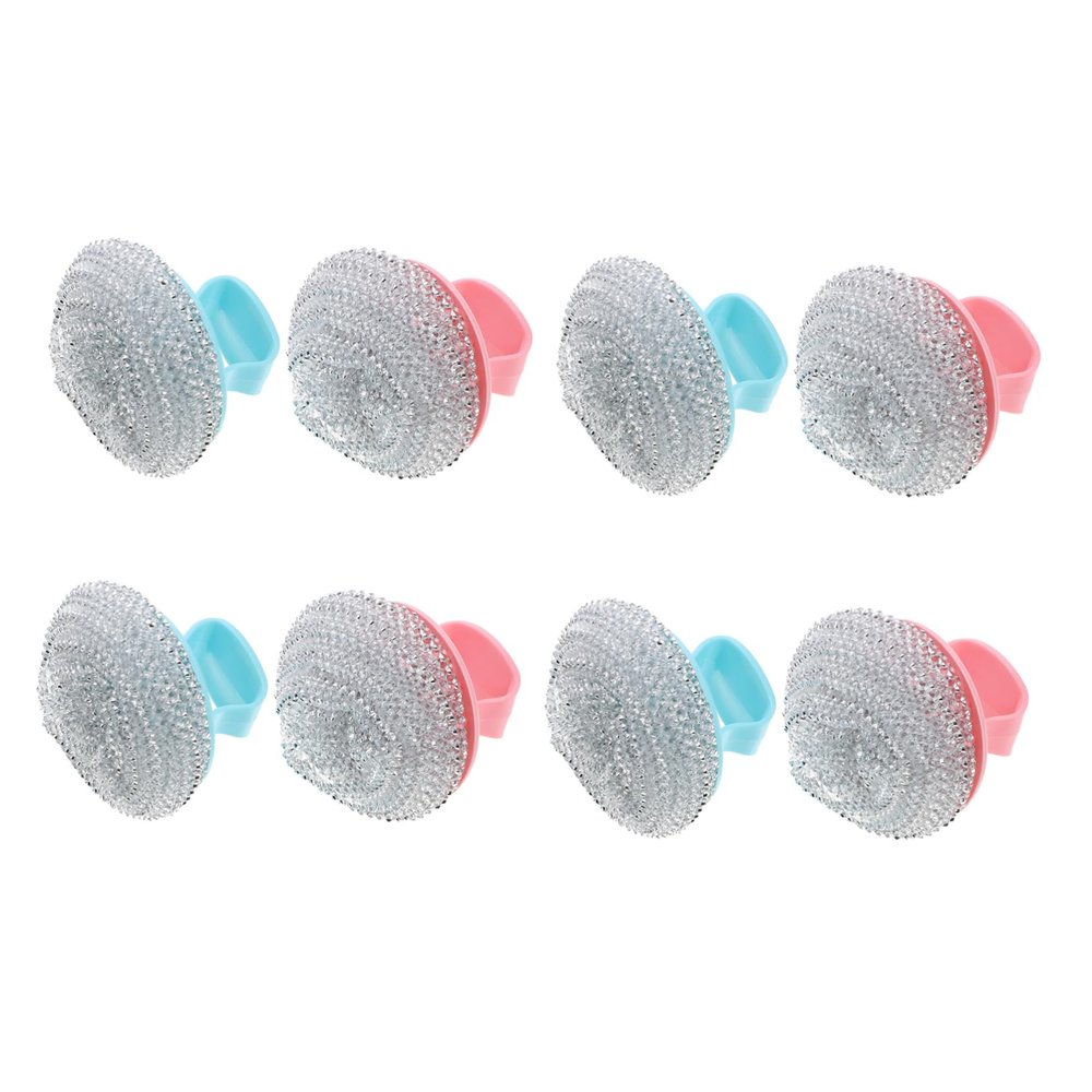 NOLITOY Stainless Steel Wire Ball Brush with Plastic Handle 8-Piece Set Kitchen Cleaning Scrubber for Stubborn Stains Sturdy Wire Brush for Household Use Random Color