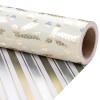 RUSPEPA Christmas Reversible Wrapping Paper Roll for Girls, Mini Roll, Gold Foil Bow and Snowflake Design, Gold and White Stripes Gift Wrap Paper Ideal for Holiday Gifts, 17 Inches x 32.8 Feet view 1