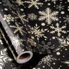 RUSPEPA Gold Foil Snowflake Christmas Wrapping Paper Roll, Mini Roll, Elegant Gold and Black Snowflake Design Gift Wrap Paper, Perfect for Holiday Gifts, Christmas Party, 17 Inches x 32.8 Feet view 1