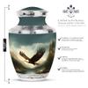 YATHABHISA Cremation Urn for Ashes, Urn for Ash Adult Human Remains, Memorial Gift Combo for Mom & Dad, Dark Blue, Combo (10 Inch & 3 Inch Mini) view 2