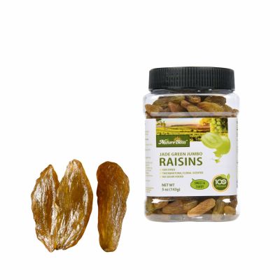 Naturebliss Regal Green Raisins, Jasmine Notes, Long-Grain, Premium Jumbo Seedless Grapes Dried Fruit Snacks, No Sugar Added, Non-GMO, Naturally Dried Raisins, Healthy Energy Snacks (6 OZ/Pack of 1)