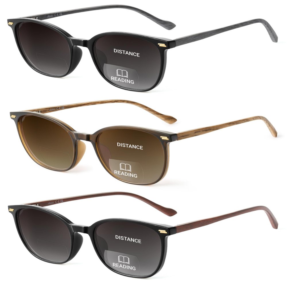 LADEESSE 3 Pack Bifocal Reader Sunglasses for Women & Men, UV400 Sun Readers Glasses for Outdoor +1.25