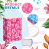 Kolldenn 24 Pcs Cute Cartoon Blue Pink Hibiscus Party Gift Bags Hawaiian Party Favors Paper Goodie Candy Bags with Handles for Hawaiian Tropical Birthday Baby Shower Supplies(Classic) view 3