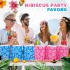 Kolldenn 24 Pcs Cute Cartoon Blue Pink Hibiscus Party Gift Bags Hawaiian Party Favors Paper Goodie Candy Bags with Handles for Hawaiian Tropical Birthday Baby Shower Supplies(Classic) view 4