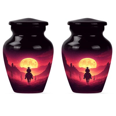 Cowboy Urn for Ashes for Women, Burial Urn, Mini Urns for Human Ashes Adult Man, Small Urns for Ashes for Human Ashes Keepsake(Size - 3inch, 2 Pcs)