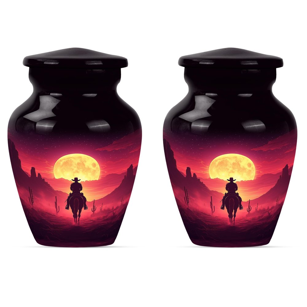 Cowboy Urn for Ashes for Women, Burial Urn, Mini Urns for Human Ashes Adult Man, Small Urns for Ashes for Human Ashes Keepsake(Size - 3inch, 2 Pcs)
