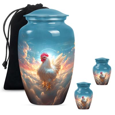 Rooster Urn for Ashes for Women, Urns for Human Ashes Adult Man, Large Urn for Ashes Adult Male, Memorial Urns for Human Ashes (Size - 10inch 1Pcs, 3inch 2Pcs)